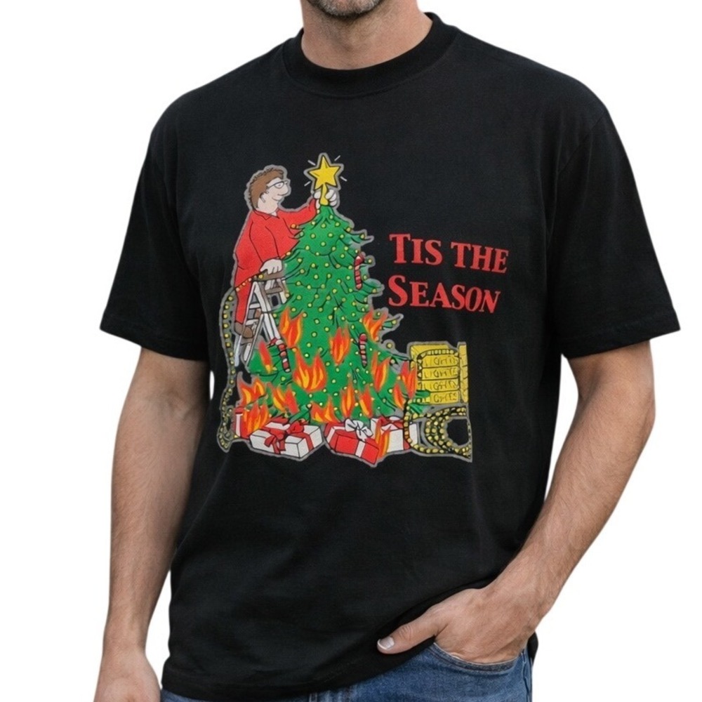 M & O Men's‎ Y2K 'Tis the Season' Short Sleeve Casual Pullover T-Shirt Size XL